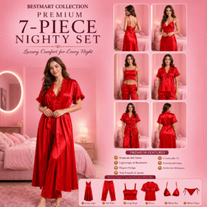 7 Part Premium Nightwear - Red