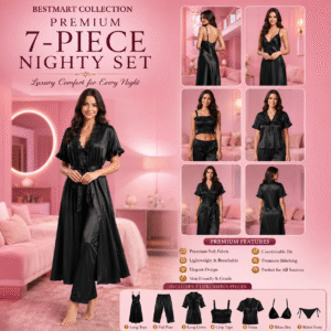 7 Part Premium Nightwear - Black