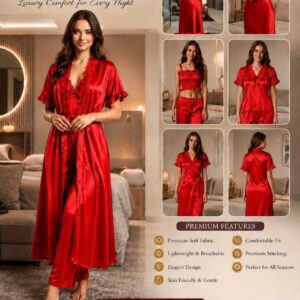 7 Part Premium Nightwear - Red