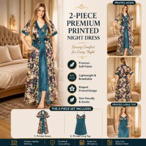 Printed Nighty- Sea green