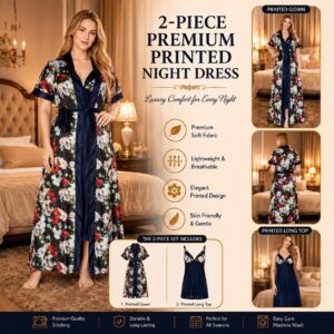Printed Nighty- Nevy Blue