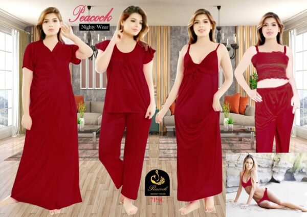 Fashionable 7 Part Night Dress For Ladies - Image 3