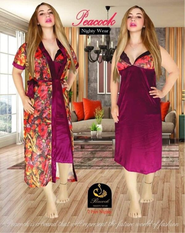 Luxurious 2 Part Print Nightdress - Image 5