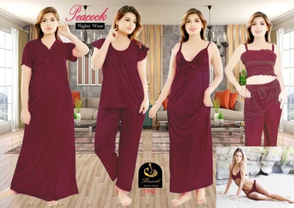 Fashionable 7 Part Night Dress For Ladies