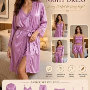 5 Part Premium Nightwear - Onion Color
