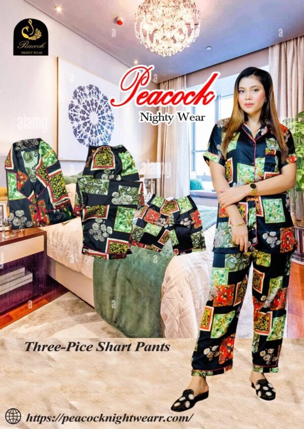 Korean Ac Silk Shirt-Pant Set - Image 3