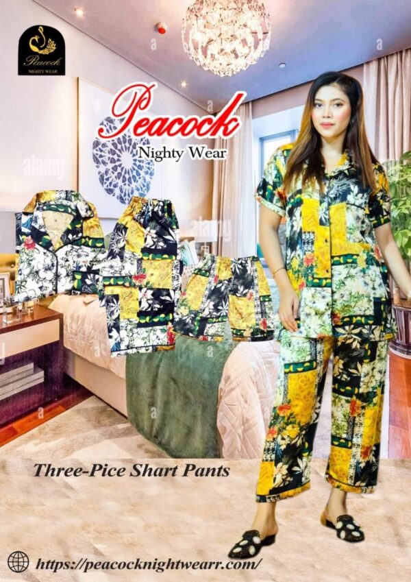 Korean Ac Silk Shirt-Pant Set - Image 2