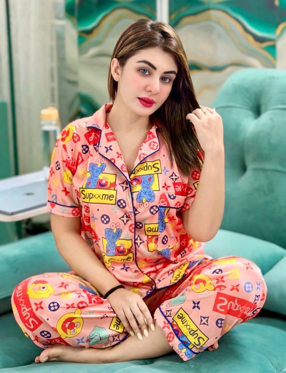 Women Digital Print Half Sleeve Shirt & Pant PJ Set ✨ - Image 6