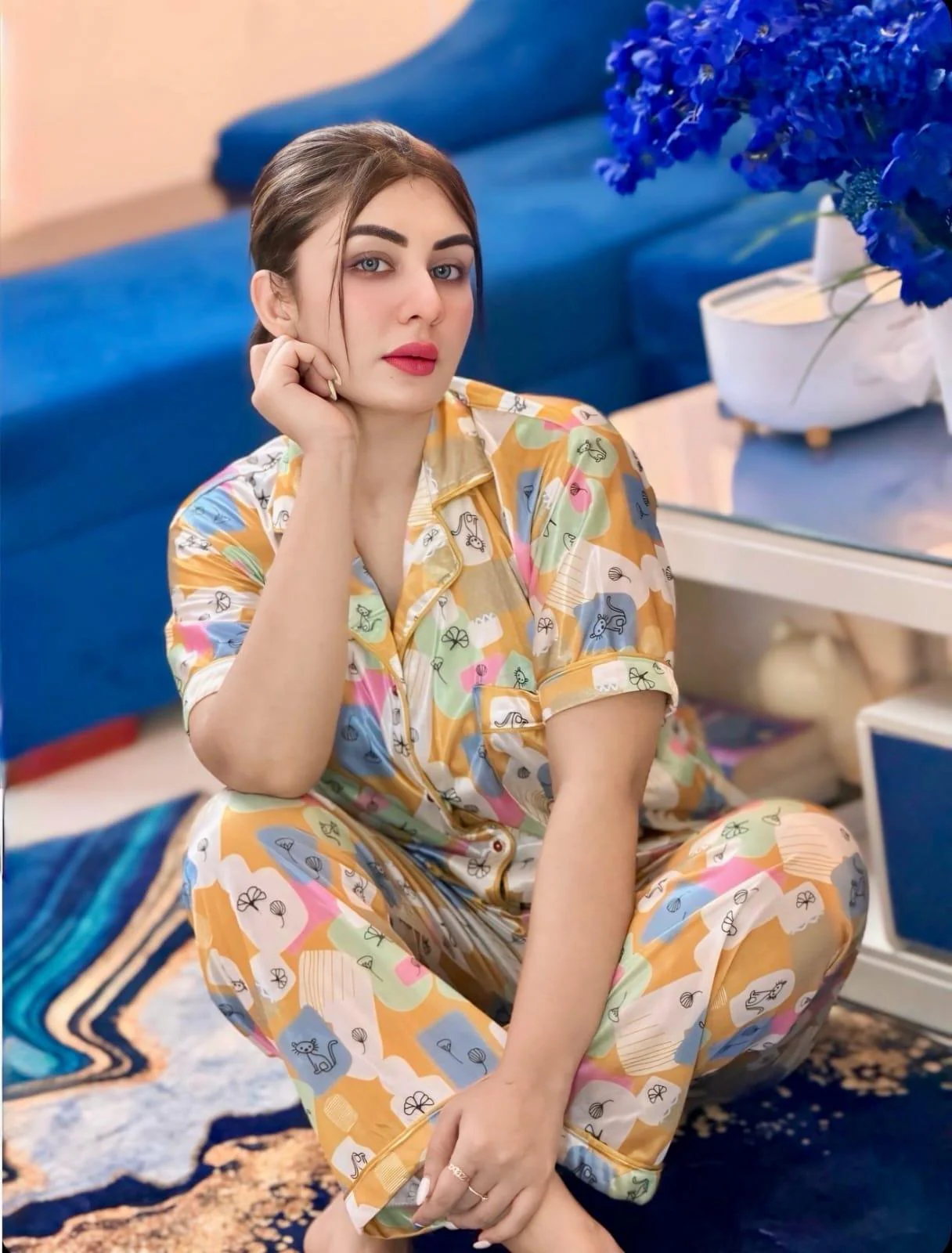 Women Digital Print Half Sleeve Shirt & Pant PJ Set ✨ - Image 4