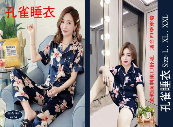 Korean Ac Silk Shirt-Pant Set