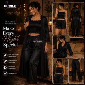5 Part Premium Nightwear - Black Color