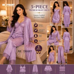 5 Part Premium Nightwear - Onion Color