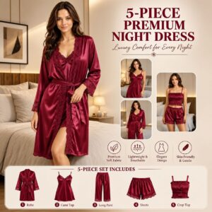 5 Part Premium Nightwear - Merun Color