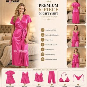 6 Part Premium Nightwear – Pink