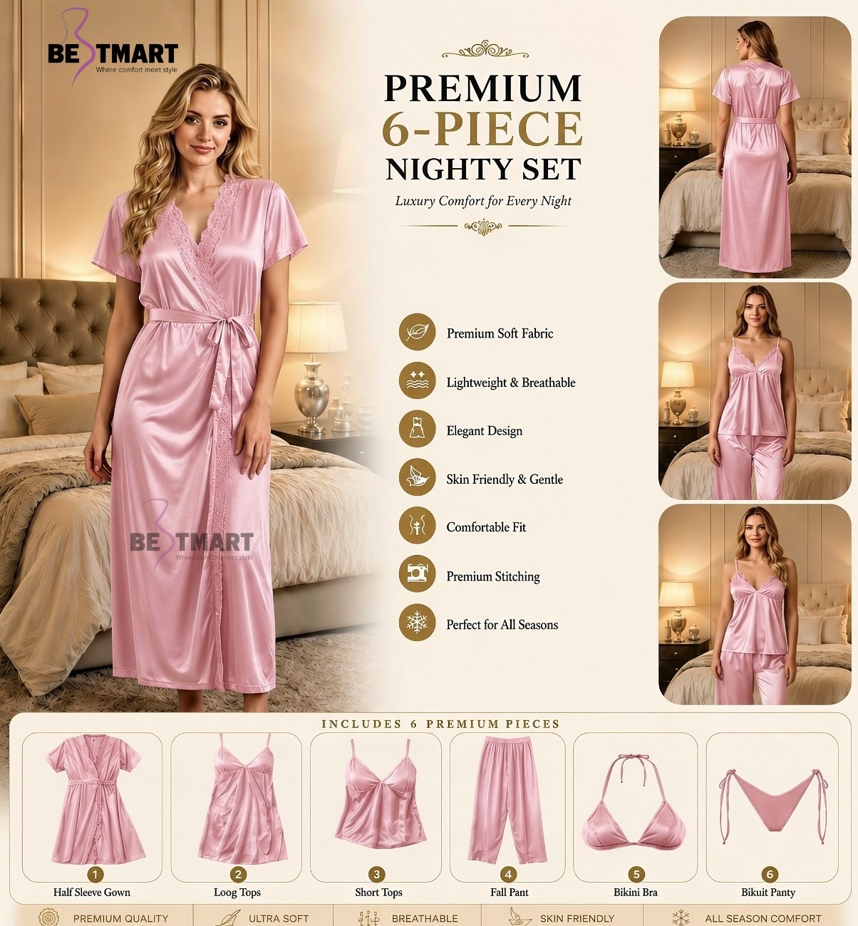 6 Part Premium Nightwear – Lux