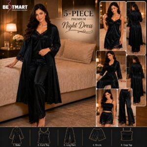 5 Part Premium Nightwear - Black Color
