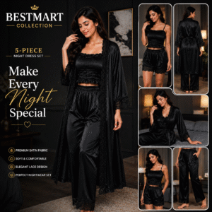 5 Part Premium Nightwear - Black Color