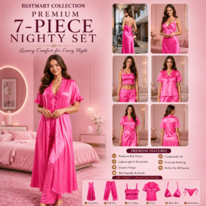 7 Part Premium Nightwear - Hot Pink