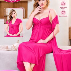 Premium 2 Part Classic-belt Nightwear - Pink Color
