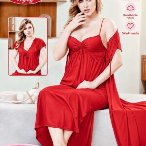 Premium 2 Part Classic-belt Nightwear - Merun Color