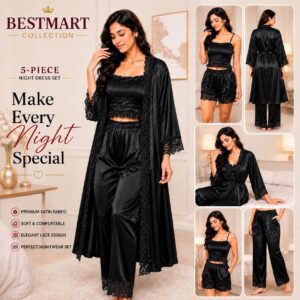 5 Part Premium Nightwear - Black Color