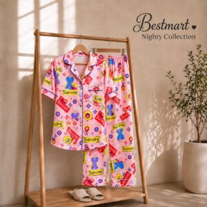 Premium Floral Print 2-Piece PJ Set – Pink